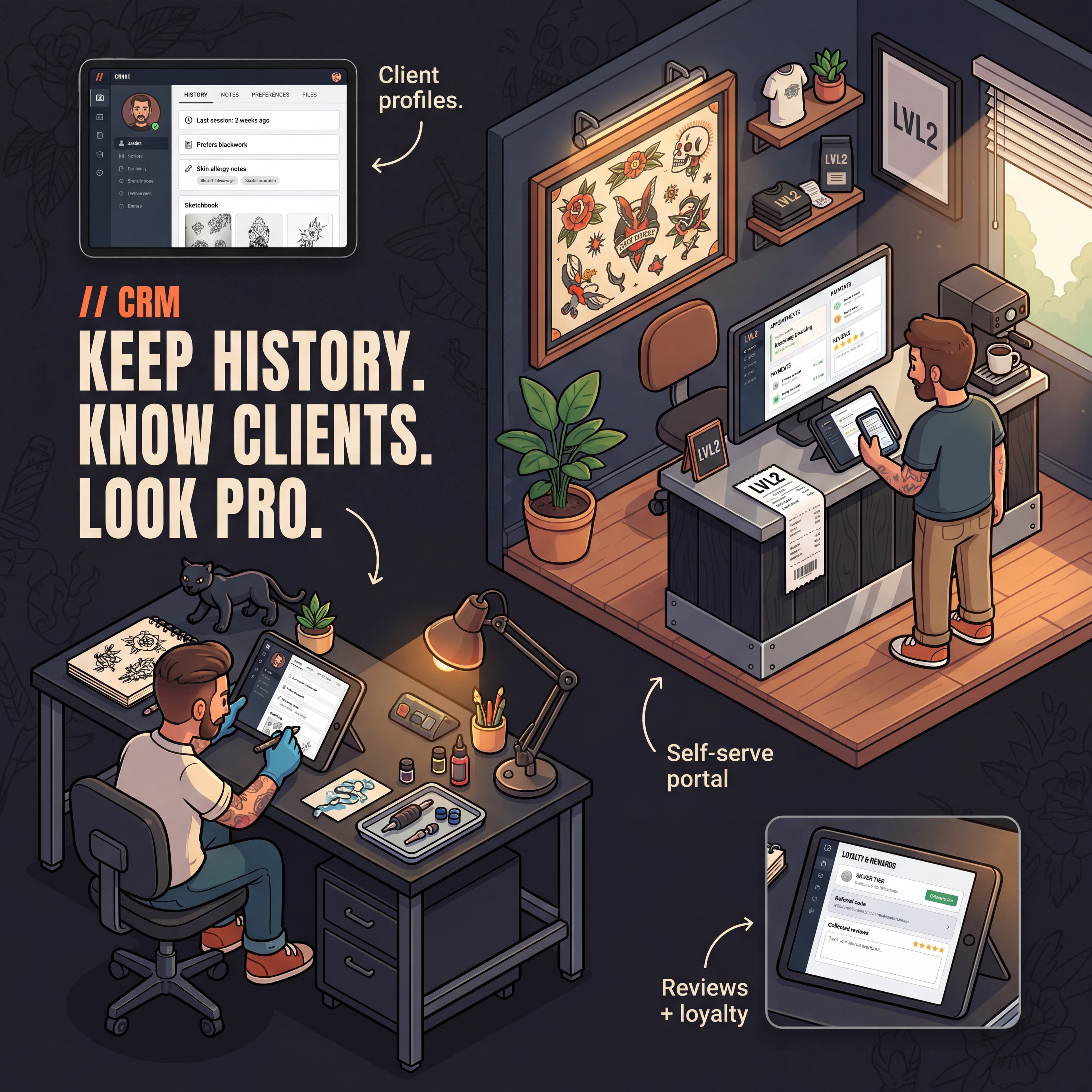 LVL2 client CRM portal illustrated feature image