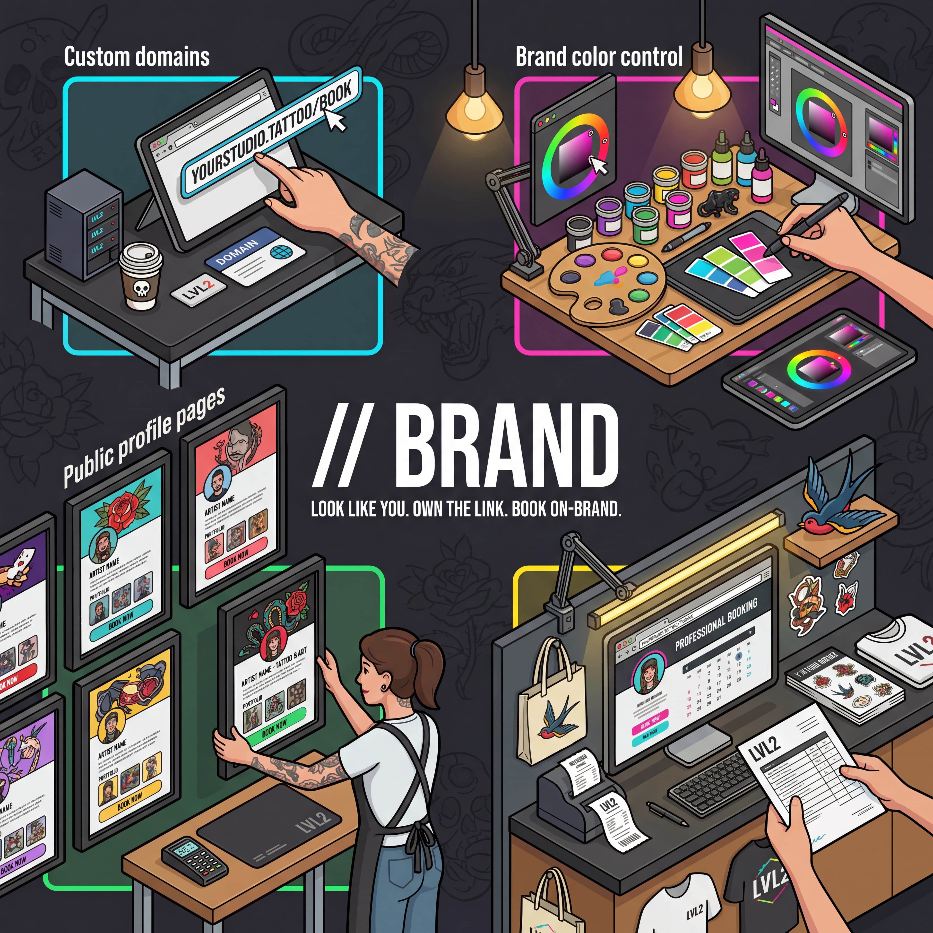 LVL2 custom branding illustrated feature image